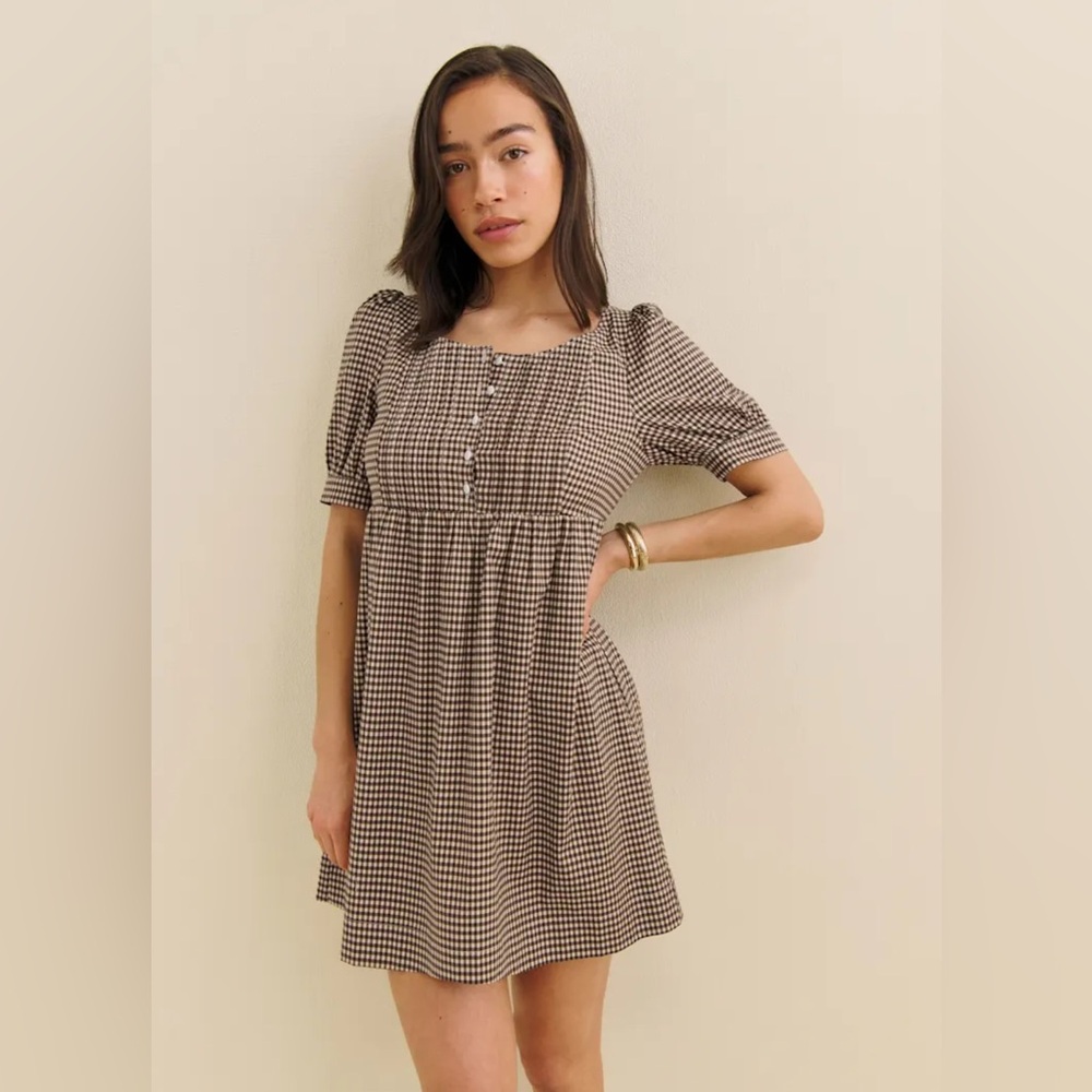 Reformation NWT Cypress Mini Dress Gingham Babydoll